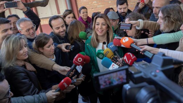 Susana Díaz tras votar en las elecciones del 2-D.