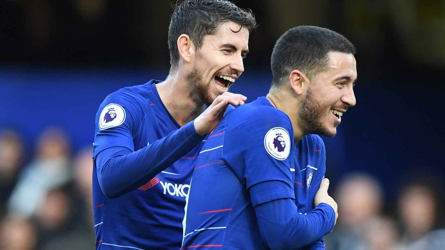 Hazad celebra un gol con el Chelsea