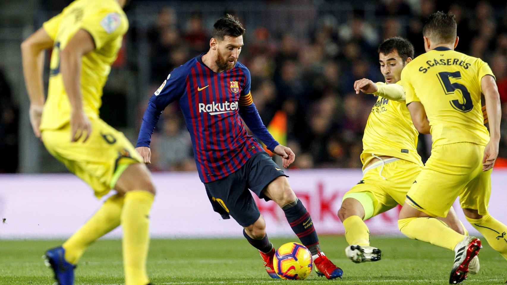 Leo Messi, en el encuentro frente al Villarreal