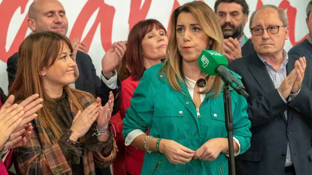 Susana Díaz, en Sevilla tras conocer los resultados de las elecciones.