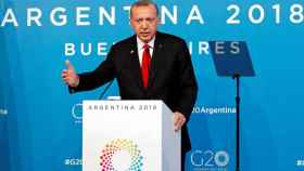 Erdogan, durante la conferencia de prensa en la la Cumbre del G20 en Buenos Aires.