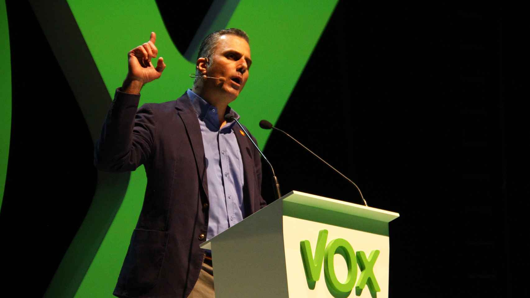 Javier Ortega, durante un mitin de Vox.