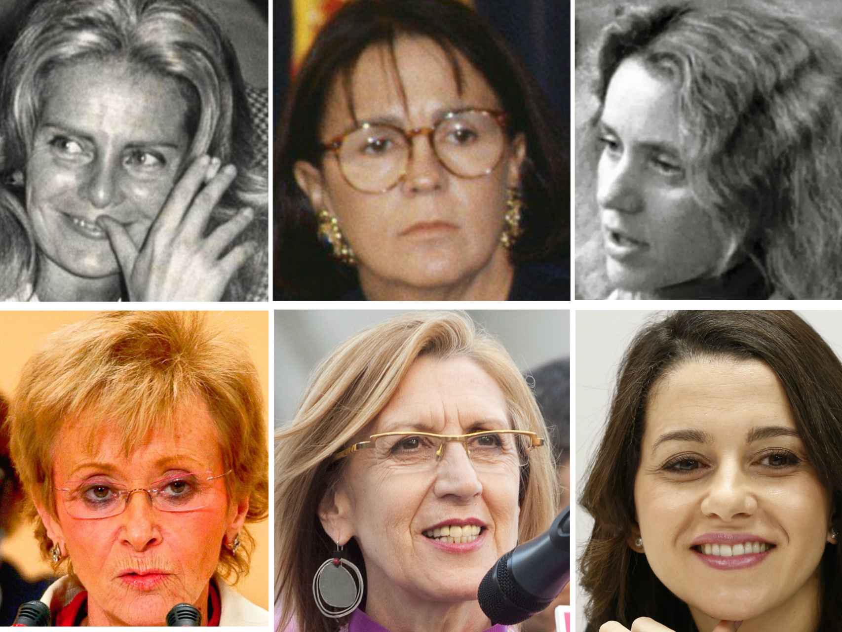 Carmen Díez de Rivera, Rosa Conde, Soledad Becerril, María Teresa Fernández de la Vega, Rosa Díez e Inés Arrimadas.