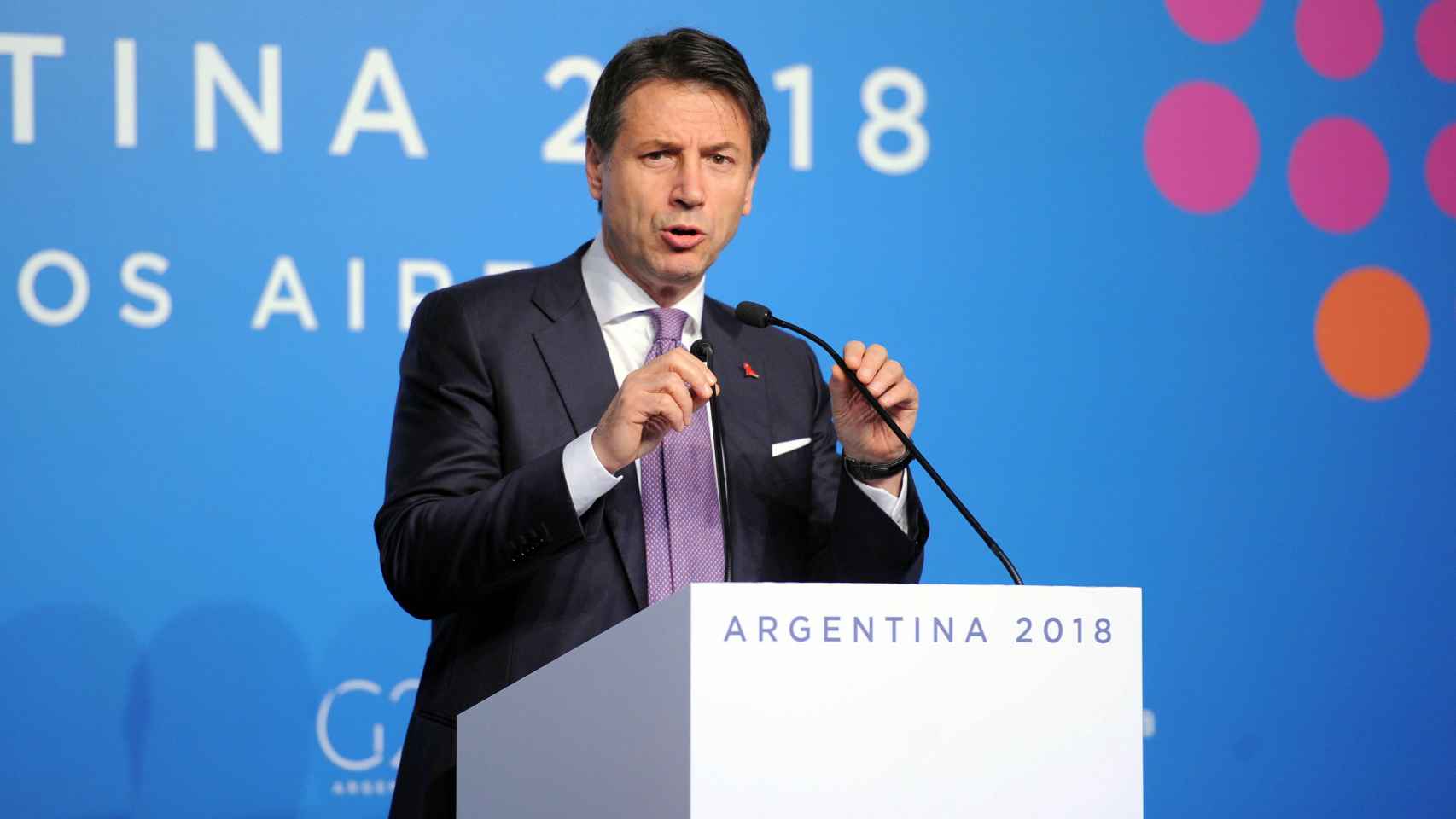 Giuseppe Conte en la cumbre del G20 en Argentina.