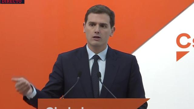 Albert Rivera, durante sui intervención tras la ejecutiva de Ciudadanos en Madrid.