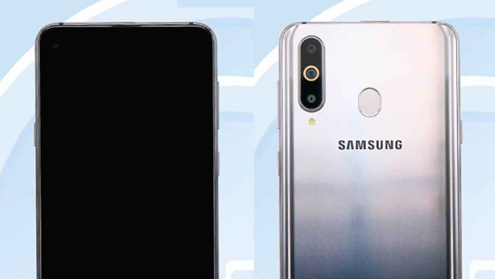Samsung Galaxy A8s filtrado: pantalla agujereada por delante, iPhone por detrás
