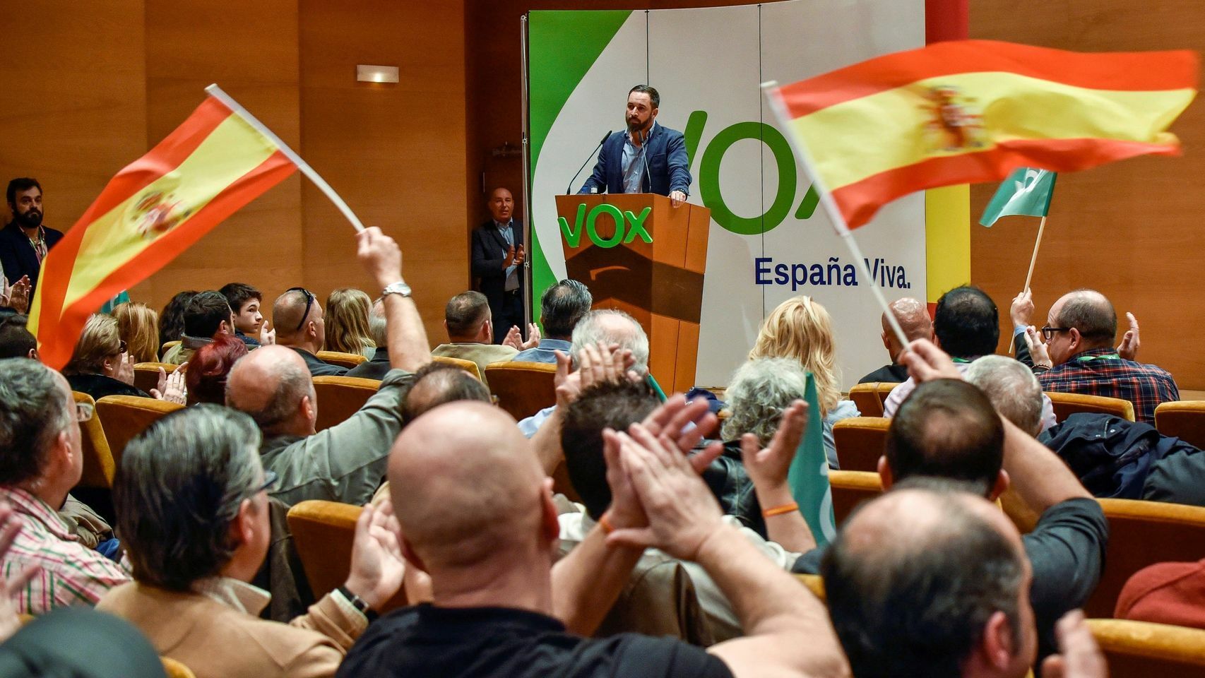 Santiago Abascal en un mítin de Vox.