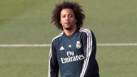Marcelo en el entrenamiento del Real Madrid