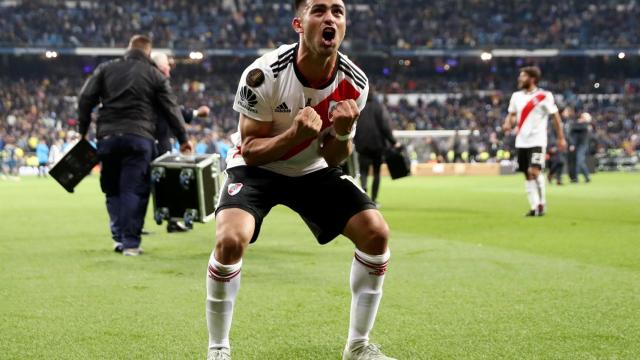 Gonzalo 'Pity' Martínez celebra la victoria en la final de la Libertadores.