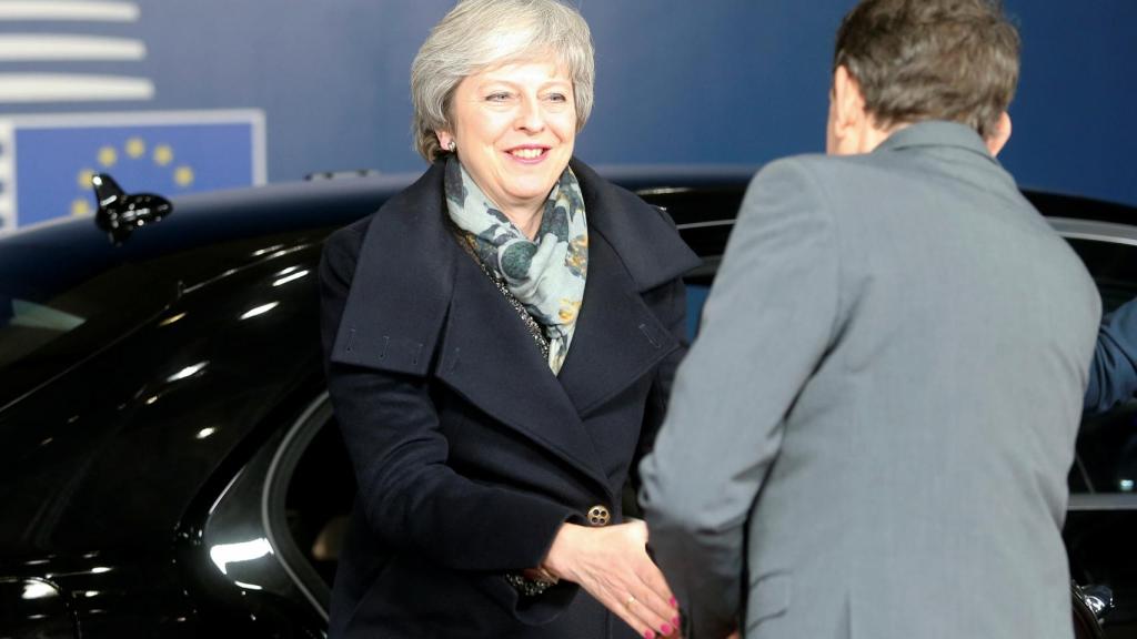 May, a su llegada a la sede del Consejo Europeo en Bruselas