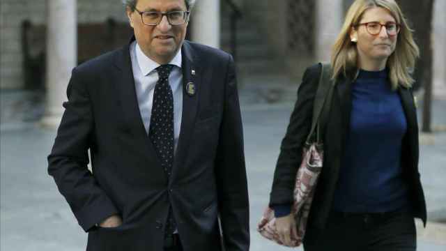 Quim Torra y Elsa Artadi, consellera de Presidencia y portavoz, este martes en Barcelona.