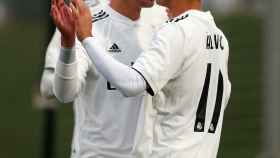 Los jugadores del Juvenil A del Real Madrid celebrando un gol