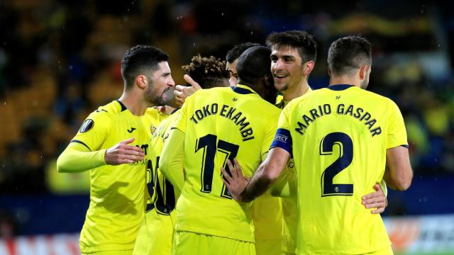 Los jugadores del Villarreal celebran un gol ante el Spartak de Moscú