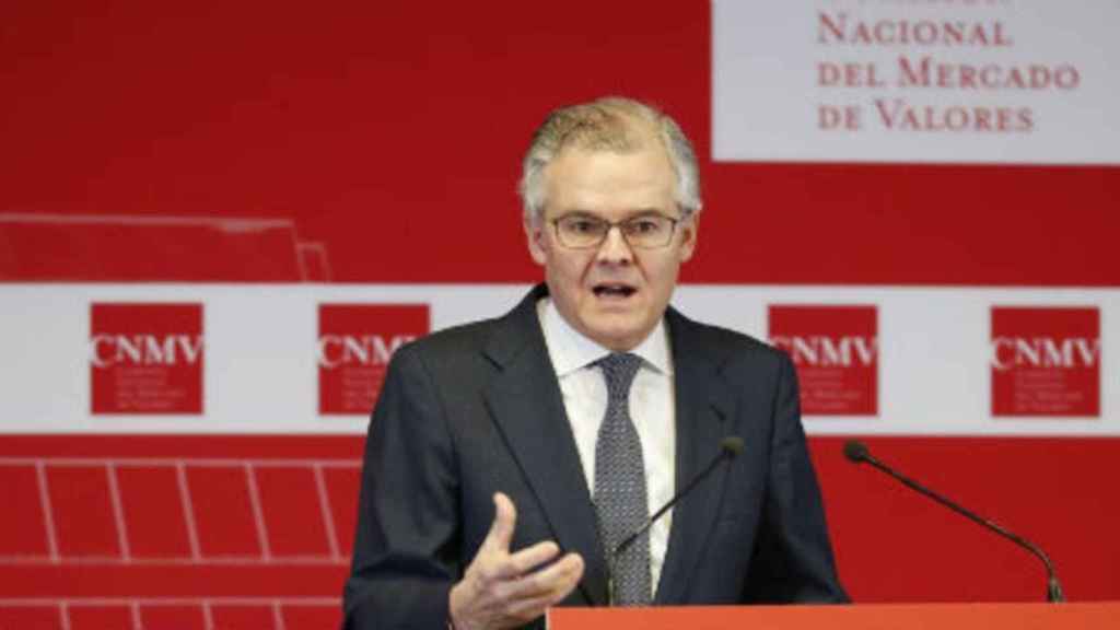 El presidente de la CNMV, Sebastián Albella, en una comparecencia en la sede del organismo.
