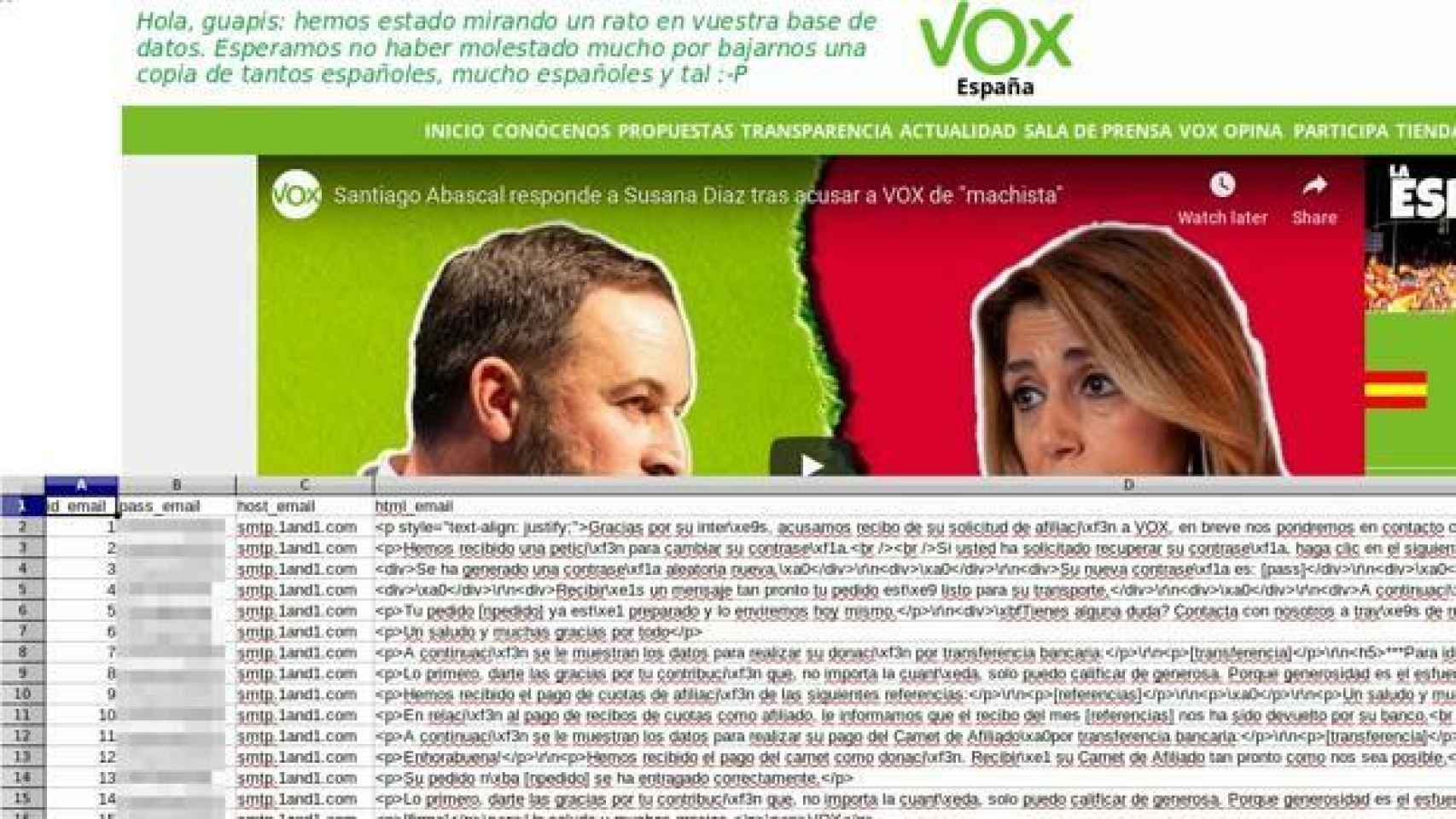 Ataque a la web de Vox.