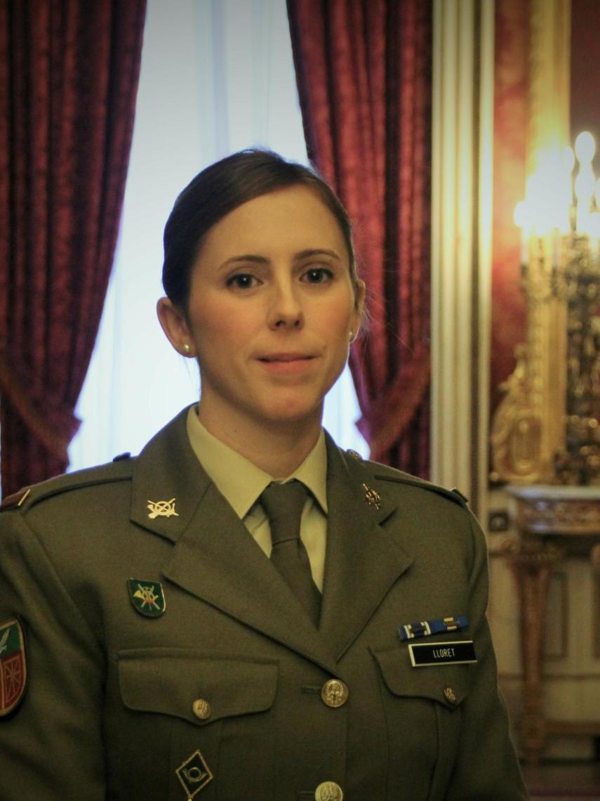 La soldado Ángela Jorgia, en la presentación del calendario del Ejército de Tierra de 2019.