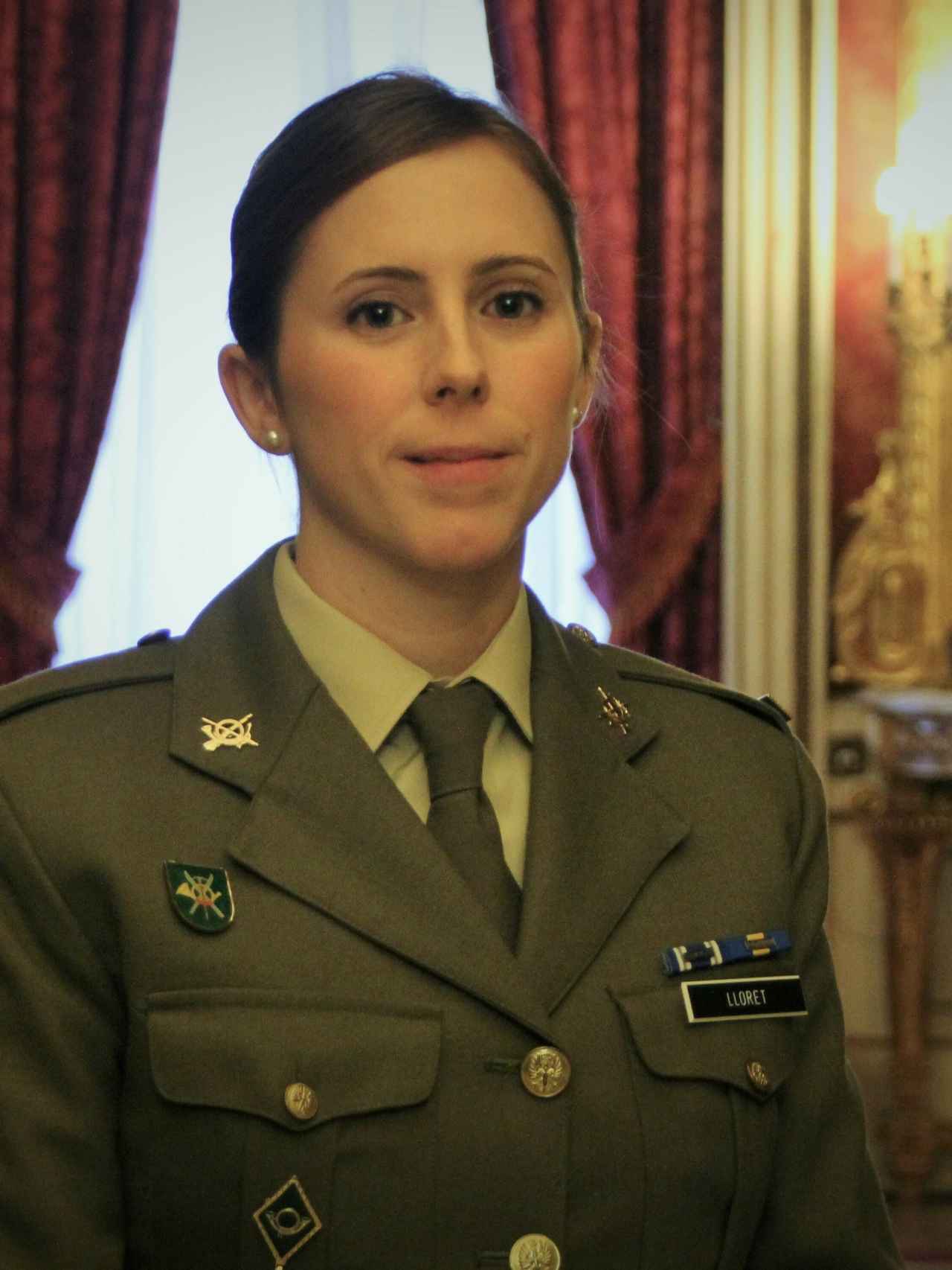 La soldado Ángela Jorgia, en la presentación del calendario del Ejército de Tierra de 2019.