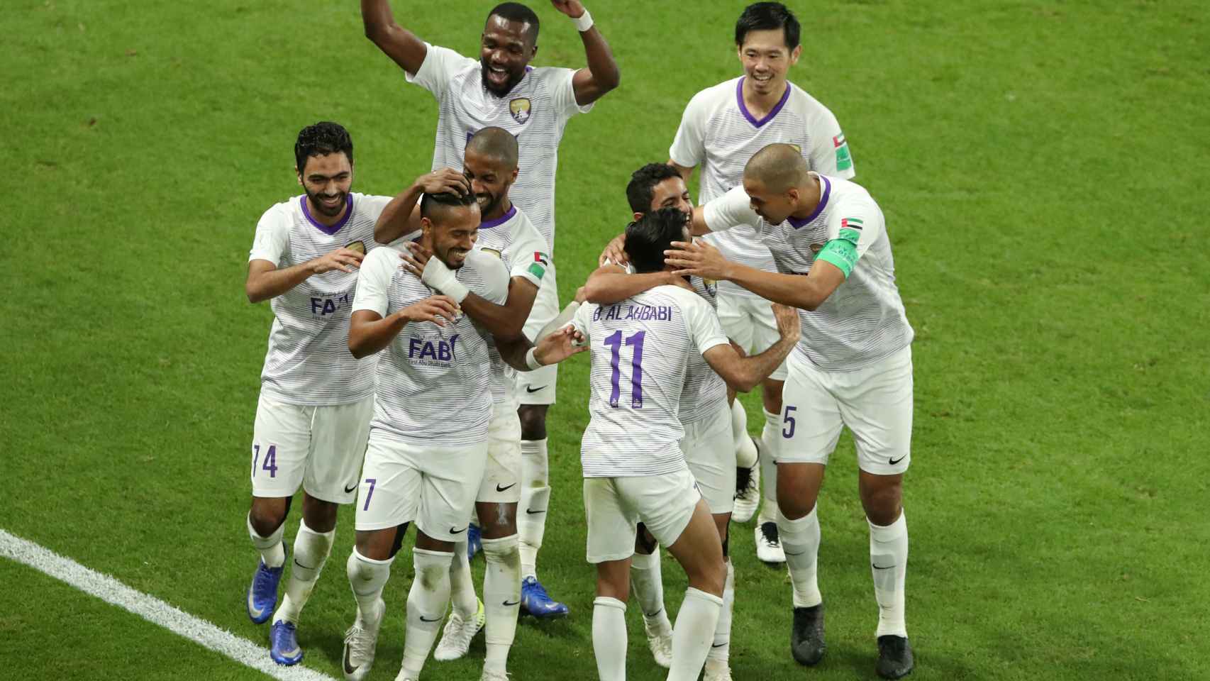 Los jugadores del Al Ain celebran un gol en el Mundial de Clubes