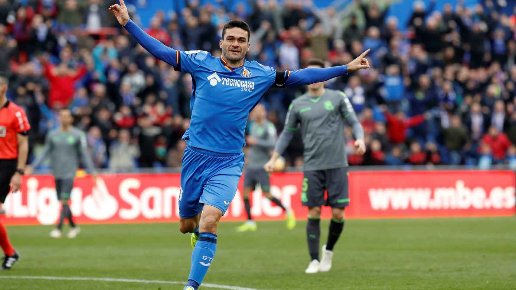 Jorge Molina celebra su gol a la Real Sociedad