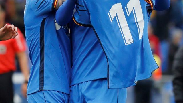 Jorge Molina, delantero del Getafe, le dedica su gol a Amath en el partido contra la Real Sociedad