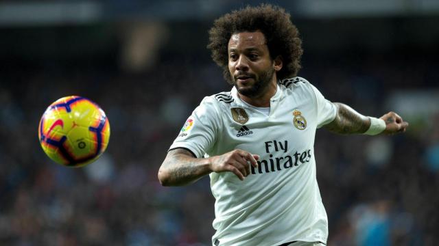 Marcelo Vieira, durante el partido frente al Rayo Vallecano en el Santiago Bernabéu