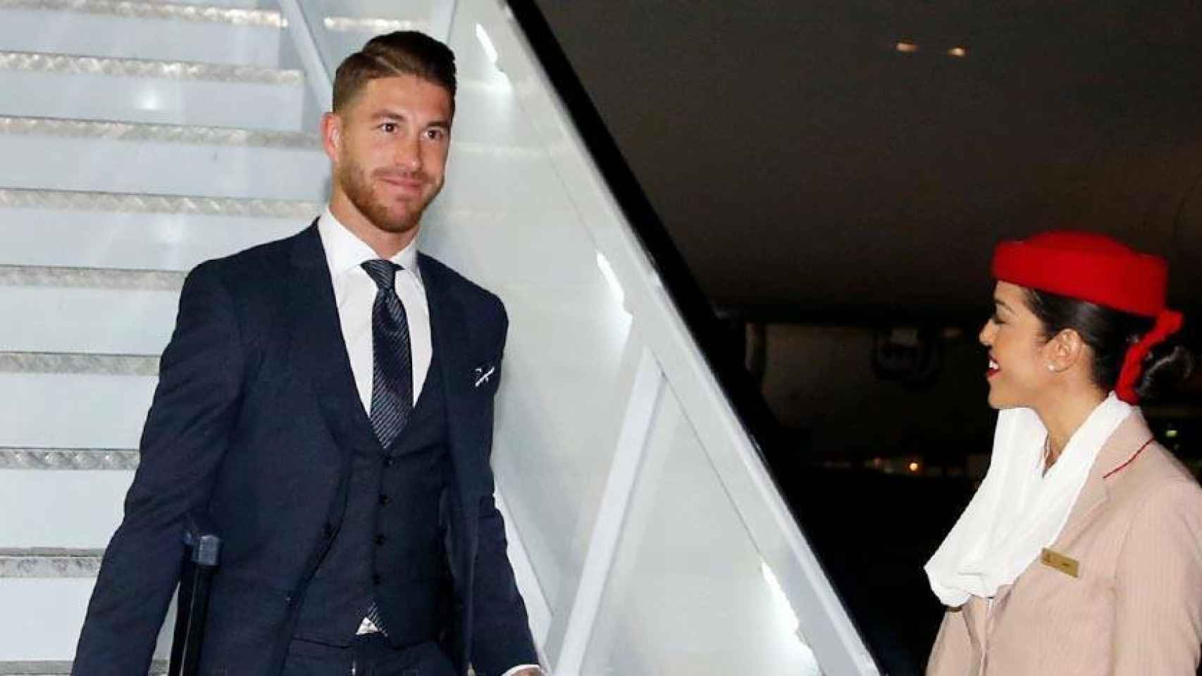 Sergio Ramos, en la llegada del equipo a Abu Dhabi para disputar el Mundial de Clubes
