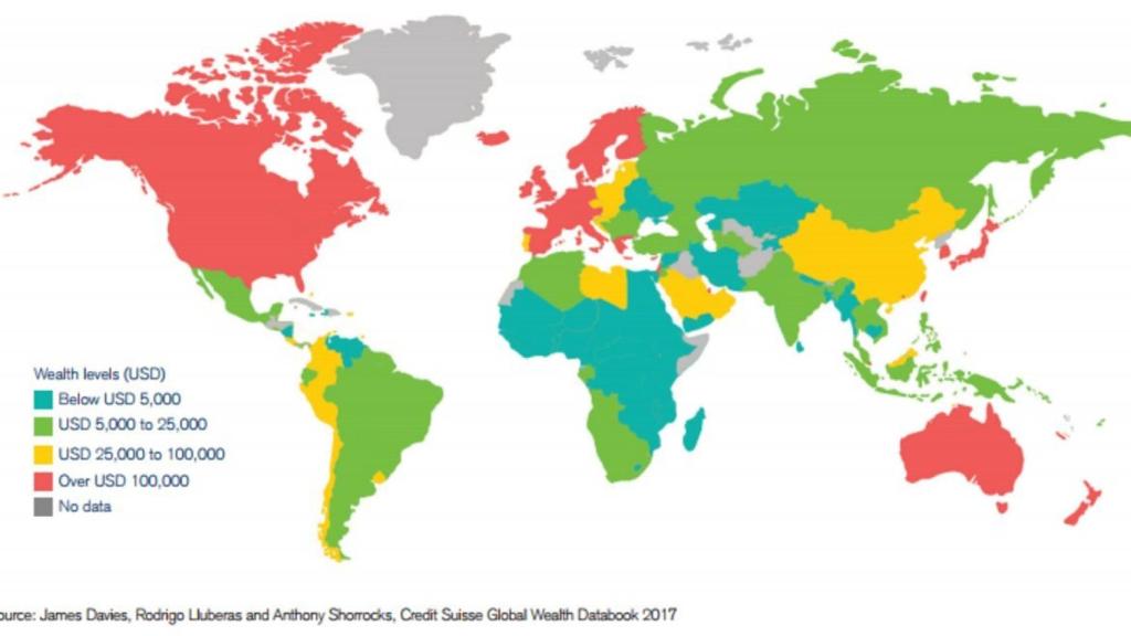 La riqueza por español supera los 100.000 dólares, entre los más ricos