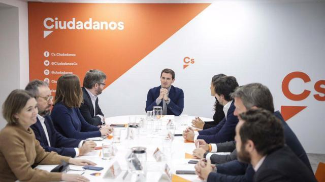 La Ejecutiva de Ciudadanos, reunida este lunes.