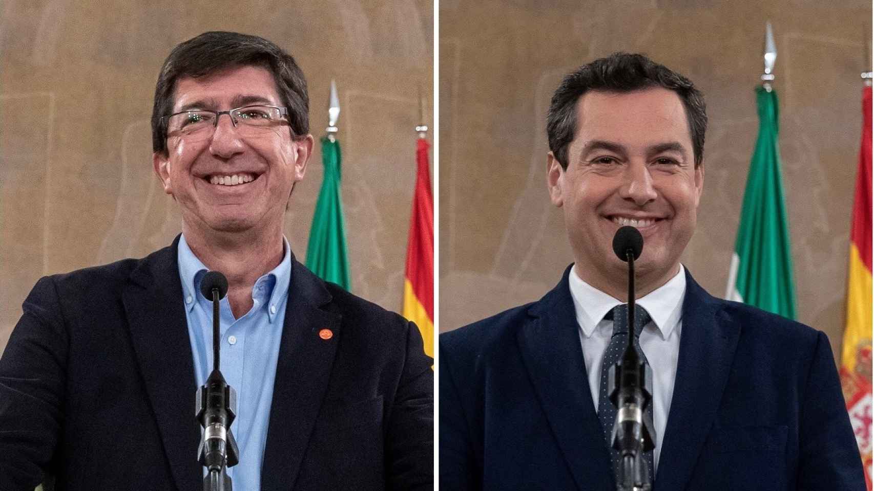 Juan Marín y Juanma Moreno, candidatos de Cs y PP a la Presidencia de la Junta.