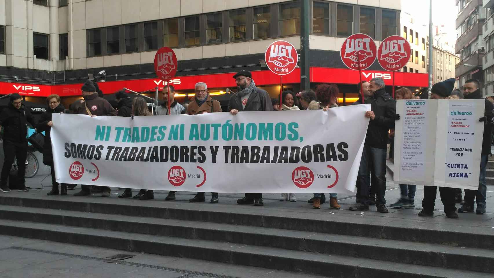 Manifestación de UGT contra los falsos autónomos de las plataformas.