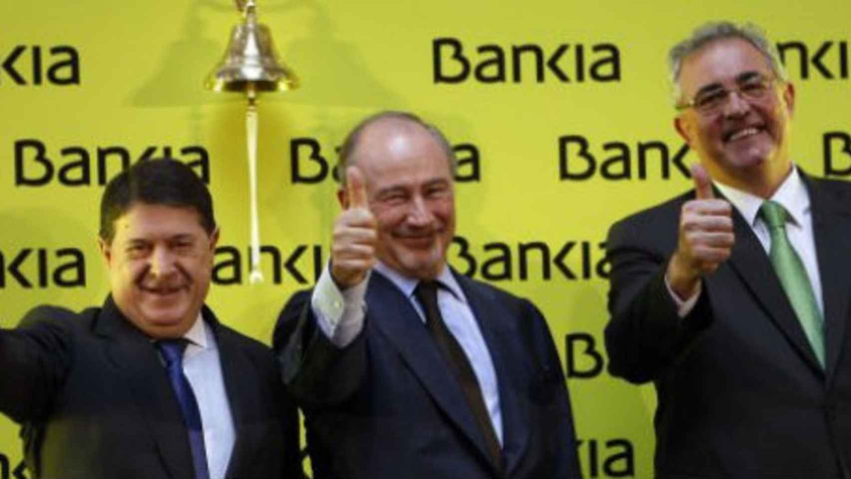 Olivas, Rato y Verdú, en la salida a bolsa de Bankia.