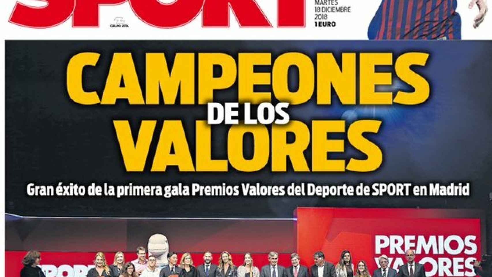 Portada del diario Sport (18/12/2018)