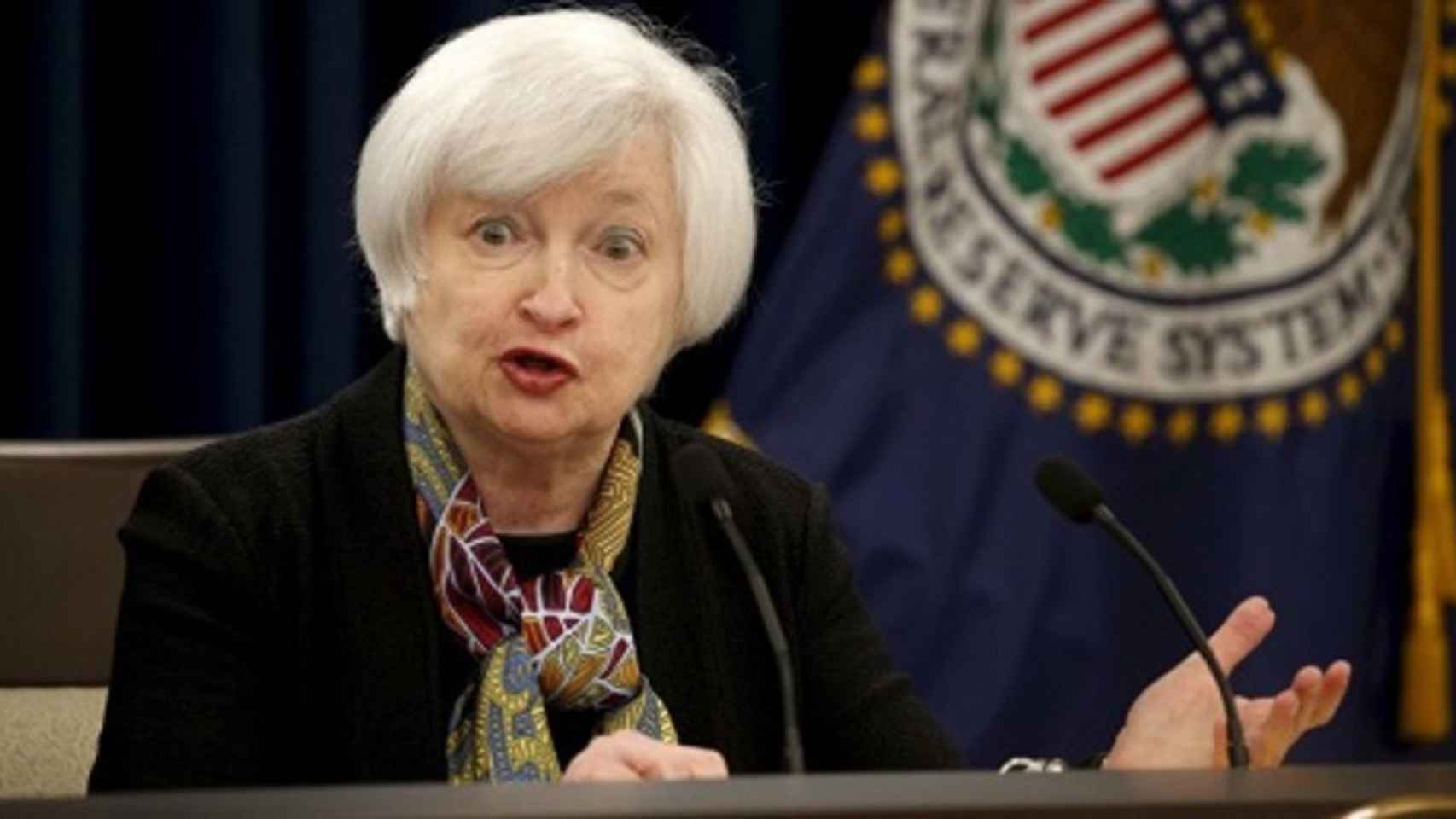 Janet Yellen durante una comparecencia como presidenta de la Fed.