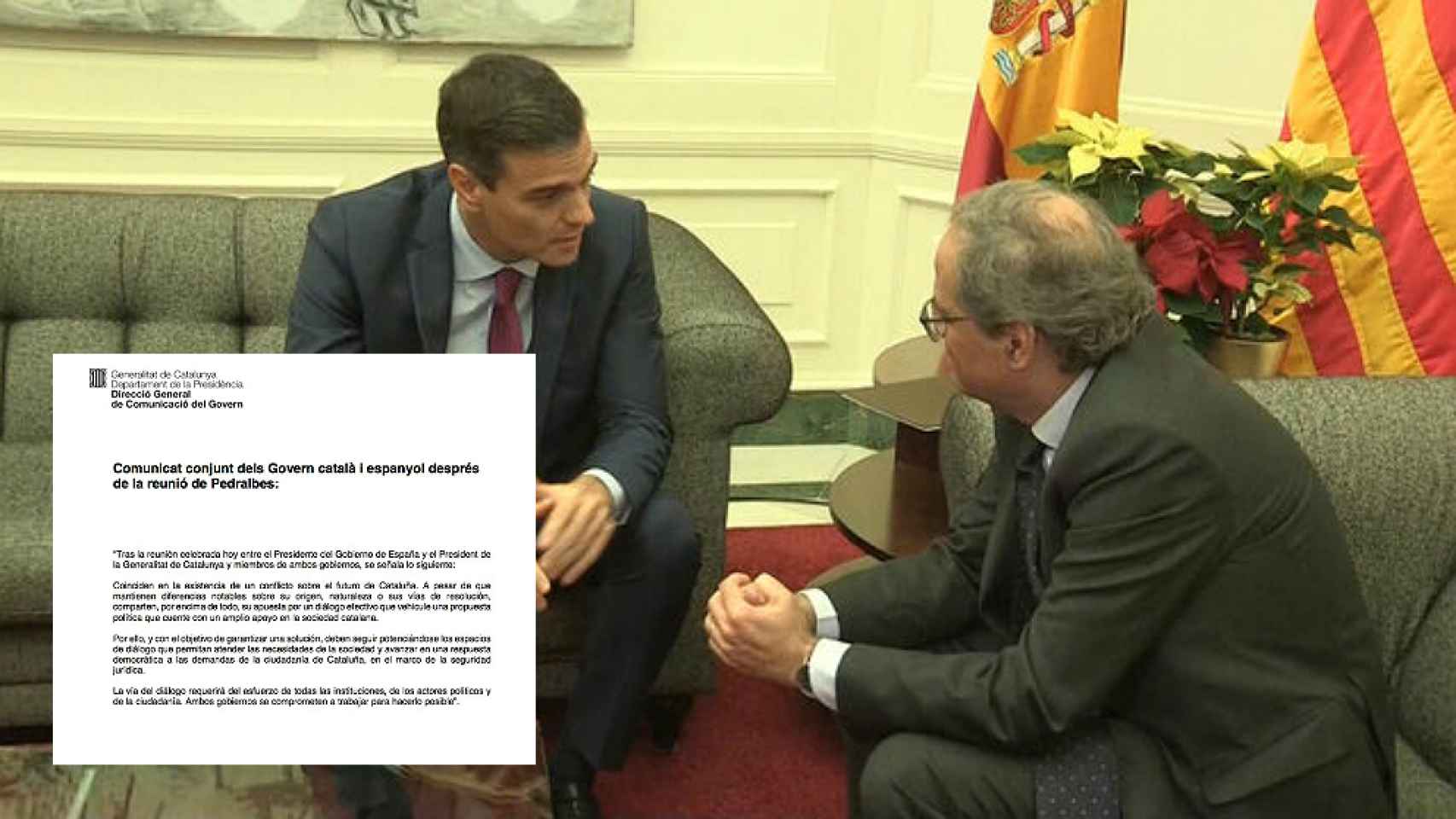 El comunicado Sánchez-Torra omite referencias a la Constitución y a la voluntad de los españoles