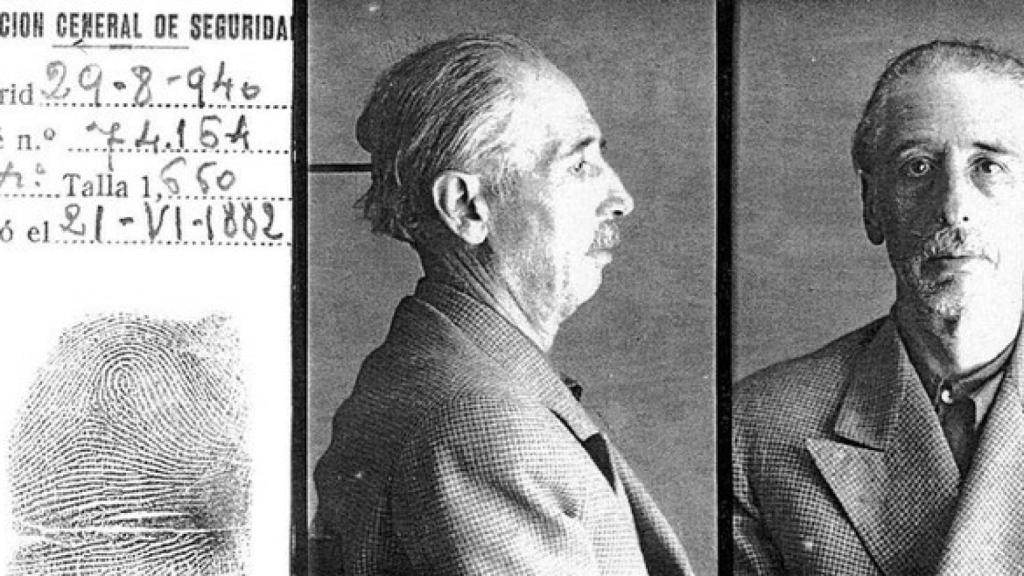 Imágenes de Companys preso en la Dirección General de Seguridad tras llegar a Madrid el 29 de agosto.