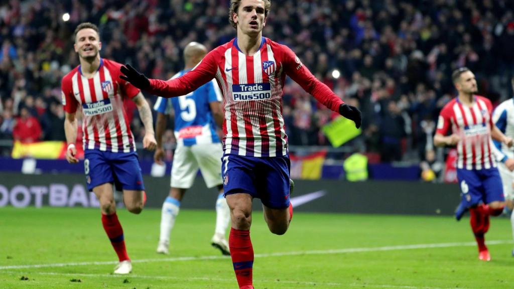 Griezmann celebra un gol ante el Espanyol en el Wanda Metropolitano