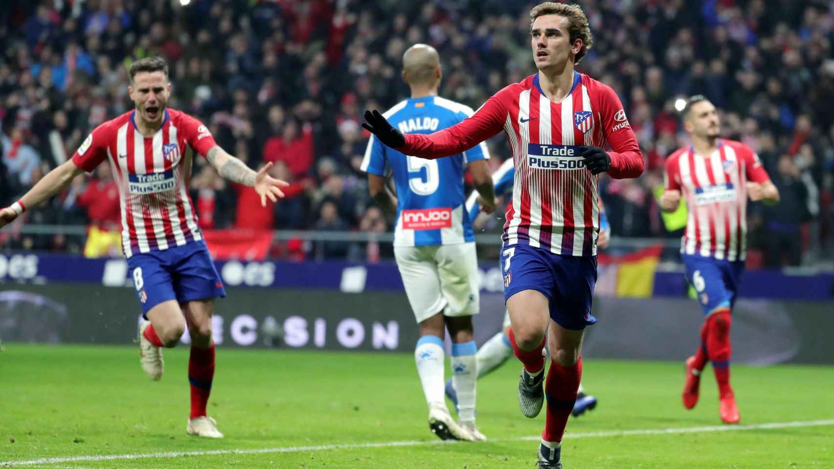 Griezmann, del Atlético de Madrid, celebra su gol ante el Espanyol