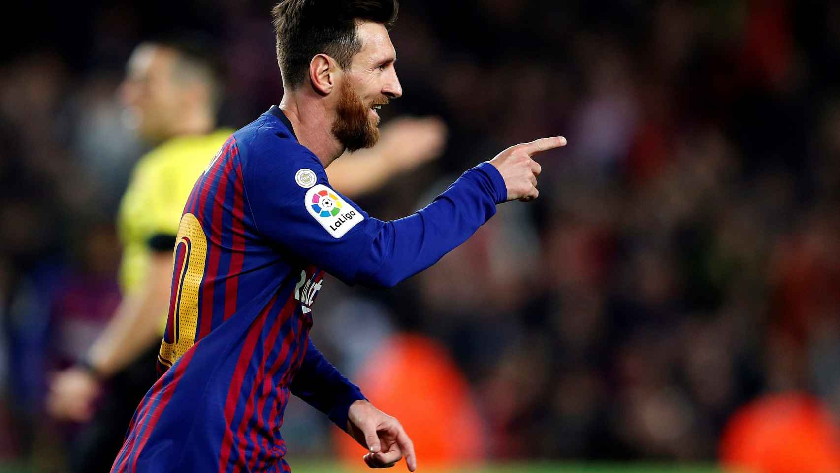 Messi celebra uno de los goles ante el Celta