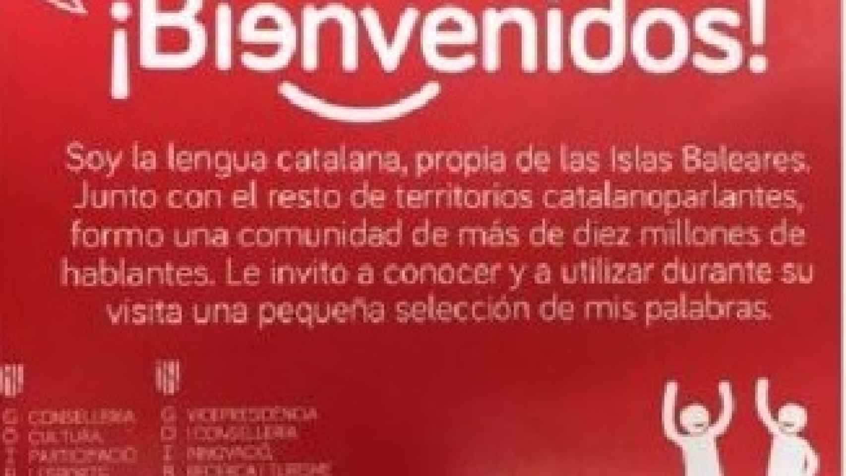 Una de las tarjetas repartida por el Govern en los hoteles para que los turistas aprendan catalán
