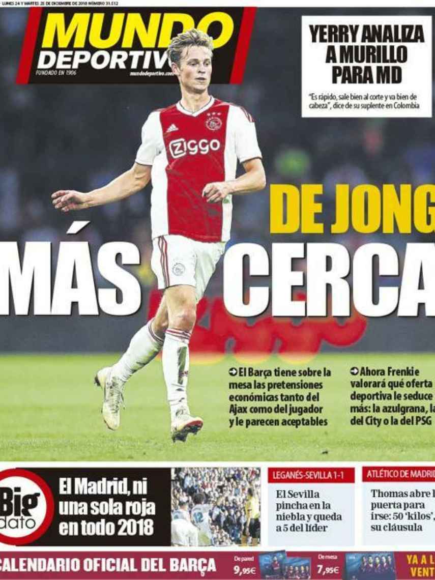 La portada del diario Mundo Deportivo (24/12/2018)