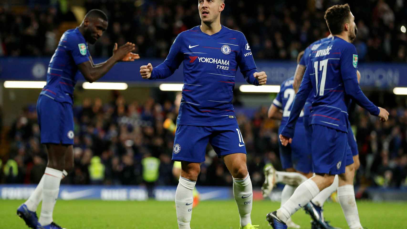 Eden Hazard celebra un gol con el Chelsea