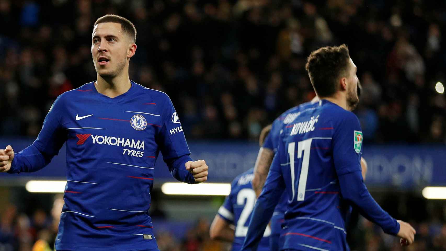 Eden Hazard celebra un gol con el Chelsea
