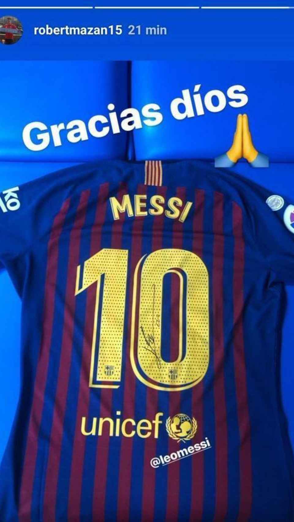 Imagen de la camiseta de Messi. Foto: (@robertmazan15)