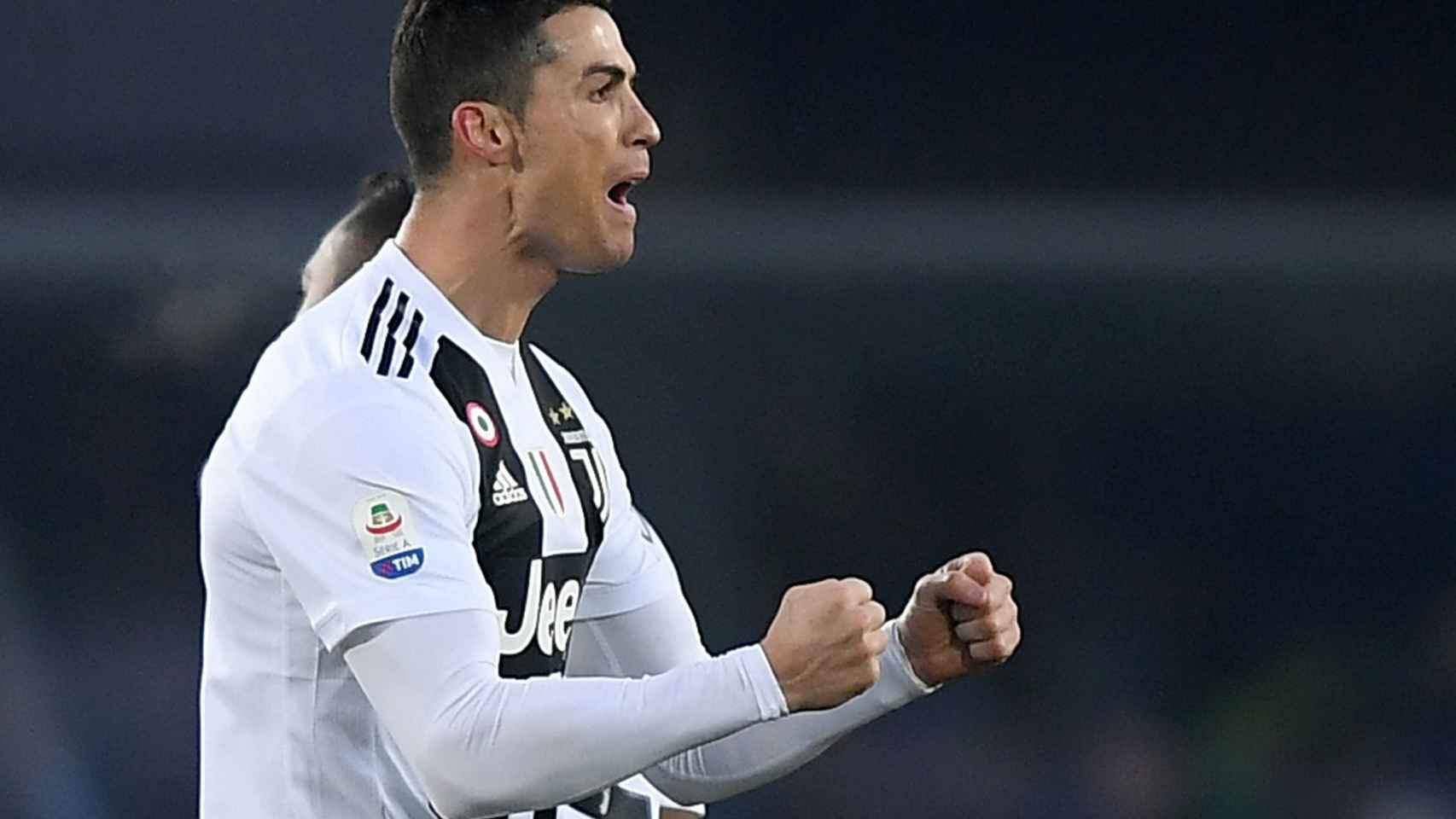 Cristiano celebra su gol con la Juventus ante el Atalanta