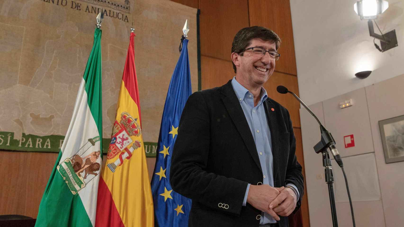 Juan Marín, líder de Ciudadanos en Andalucía, al explicar el pacto con el PP, que engloba a Vox y Adelante Andalucía.