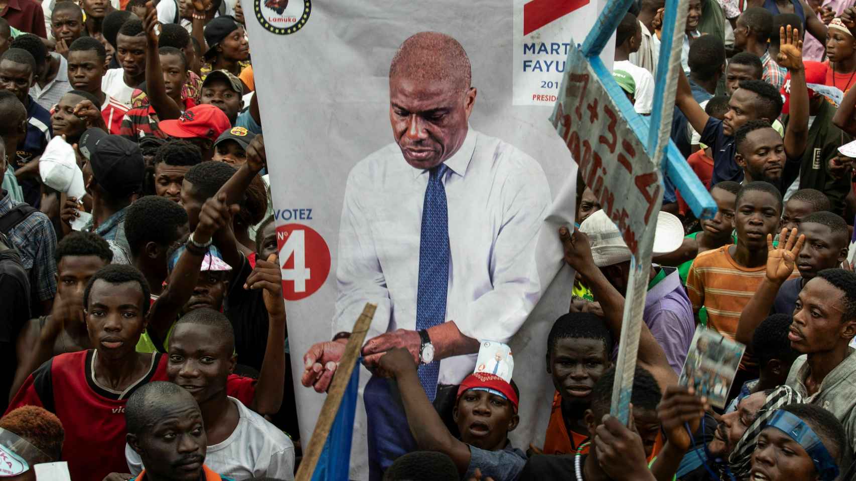 Una manifiestación a favor del candidato Martin Fayulu.