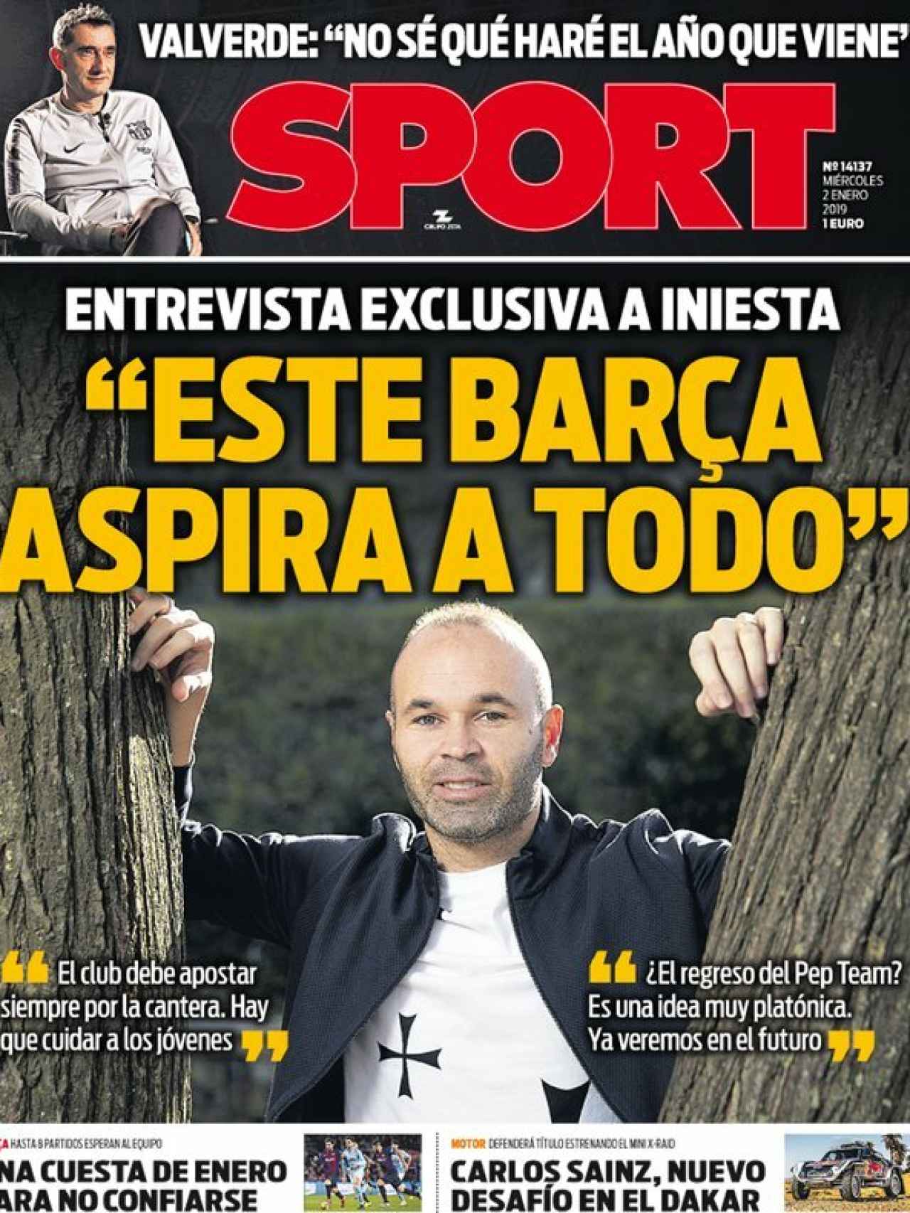 -La portada del diario Sport (02/01/2019)