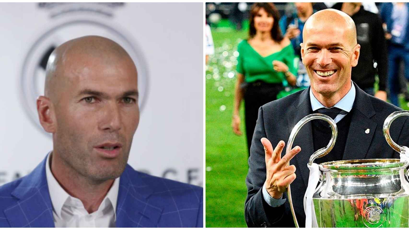 Zidane en su presentación y con la Decimotercera