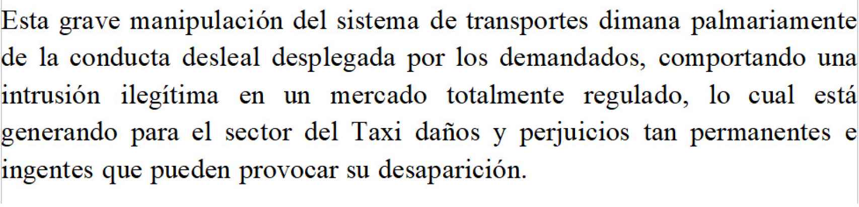 Pantallazo de la demanda preparada por el letrado Elpidio José Silva para la Plataforma Integral del Taxi (PIT).