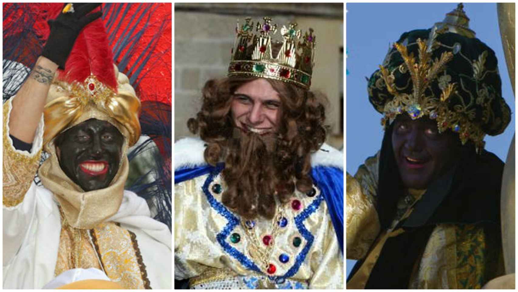Sergio Ramos, Joaquín y Gordillo vestidos de Reyes Magos
